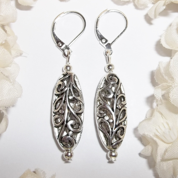 wvluckygirl Jewelry - Earrings Long Silver Beaded NWT Dangle & Drop 4558
